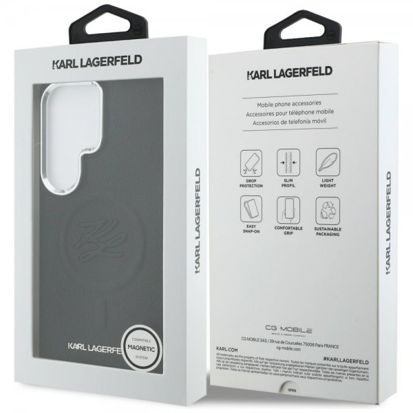Karl Lagerfeld Samsung Galaxy S26 Ultra -kuori, kohokuvioitu MagSafe, musta