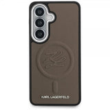 Karl Lagerfeld Samsung Galaxy S26 -kuori, kohokuvioitu MagSafe, ruskea