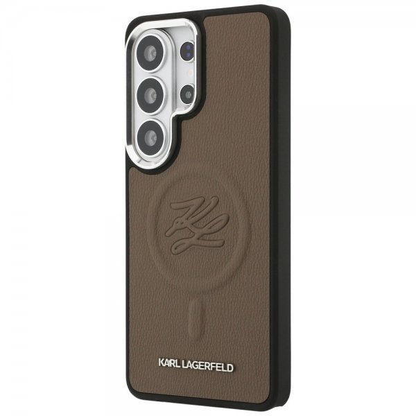 Karl Lagerfeld Samsung Galaxy S26 Ultra -kuori, kohokuvioitu, MagSafe, ruskea
