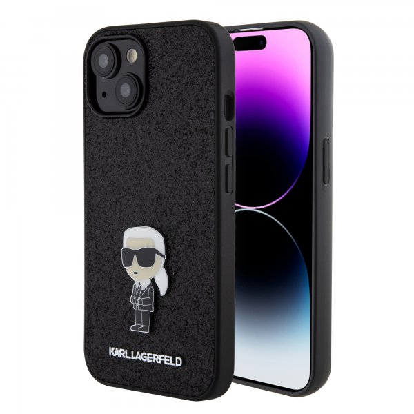 Karl Lagerfeld iPhone 15 Kuoret Fixed Glitter Musta