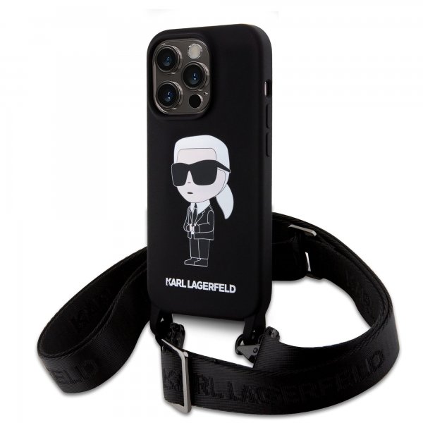 Karl Lagerfeld iPhone 15 -kuori Ikonik Crossbody Musta