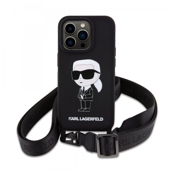 Karl Lagerfeld iPhone 15 -kuori Ikonik Crossbody Musta