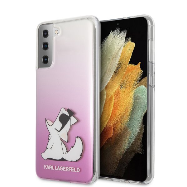 Karl Lagerfeld Samsung Galaxy S21 Plus -suojakuori Choupette Transparent Pink