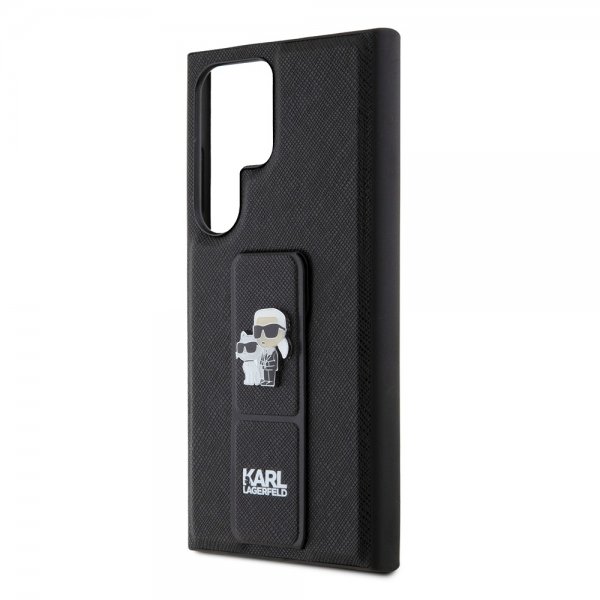 Karl Lagerfeld Samsung Galaxy S24 Ultra Suojakuori Grip & Stand Saffiano Musta