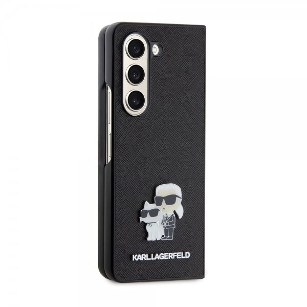 Karl Lagerfeld Samsung Galaxy Z Fold 5 -kuori NFT Karl & Choupette Pin Saffiano Musta
