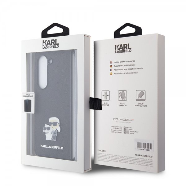 Karl Lagerfeld Samsung Galaxy Z Fold 5 -kuori NFT Karl & Choupette Pin Saffiano Musta