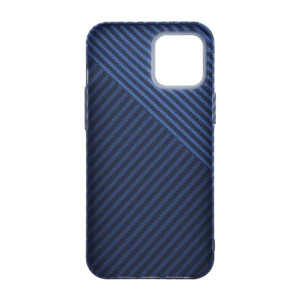 iPhone 12 Pro Max Kuori Hiilikuitukuvio Sininen Harmaa