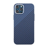 iPhone 12 Pro Max Kuori Hiilikuitukuvio Sininen Harmaa