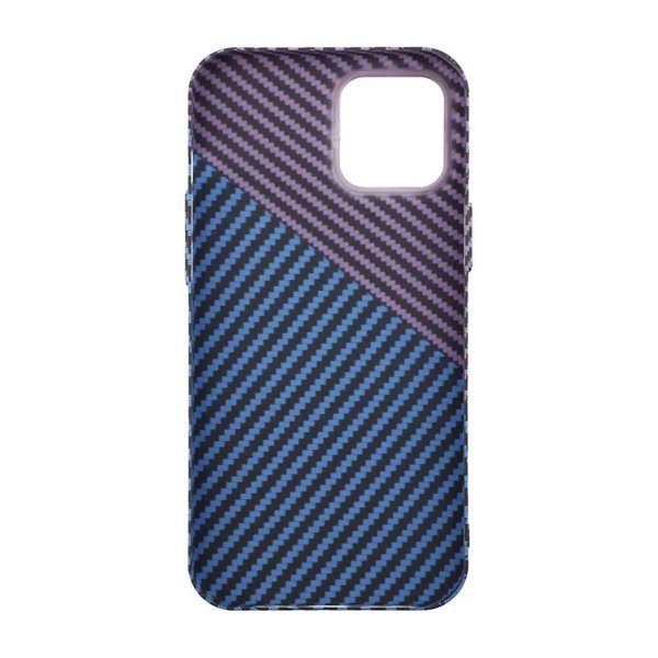 iPhone 12 Pro Max Suojakuori Hiilikuitukuvio Sininen Violetti
