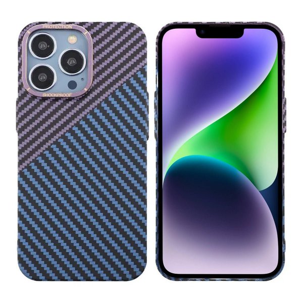 iPhone 13 Pro Kuoret Hiilikuitukuvio Sininen Purppura
