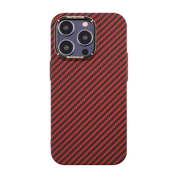 iPhone 13 Pro Kuori Hiilikuitukuvio Punainen