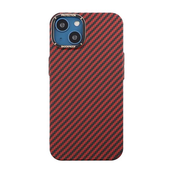 iPhone 13 Kuori Hiilikuitukuvio Punainen