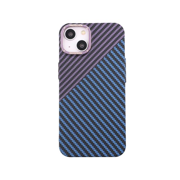 iPhone 14 Kuori Hiilikuitukuvio Sininen Violetti
