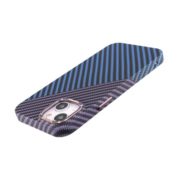 iPhone 14 Kuori Hiilikuitukuvio Sininen Violetti