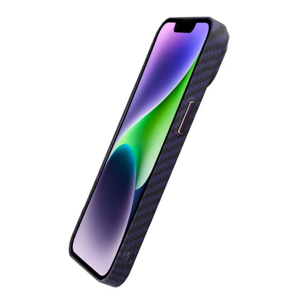 iPhone 14 Kuori Hiilikuitukuvio Violetti