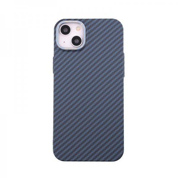 iPhone 14 Plus -kuoret hiilikuitukuvioinnilla, sininen