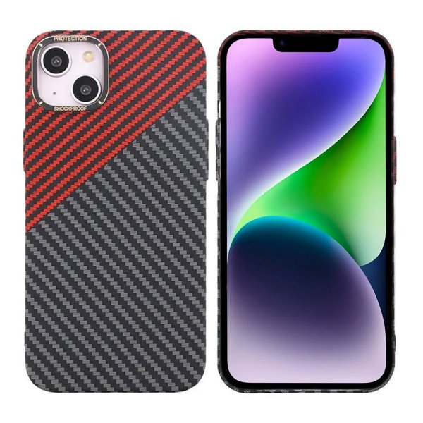 iPhone 14 Plus -kuoret hiilikuitukuvioitu punamusta