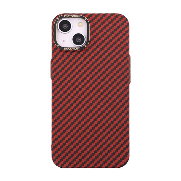 iPhone 14 Plus -kuoret hiilikuitukuvioinnilla, punainen