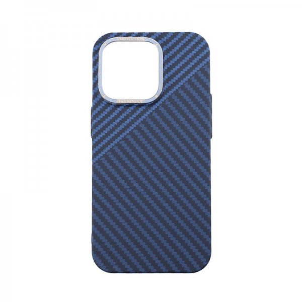 iPhone 14 Pro Kuori Hiilikuitukuvio Sininen Harmaa