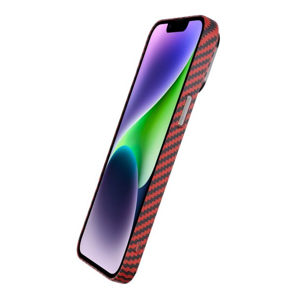 iPhone 14 Pro Kuoret Hiilikuitukuvio Punainen