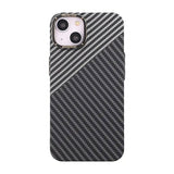 iPhone 14 Kuori Hiilikuitukuvio Musta Valkoinen