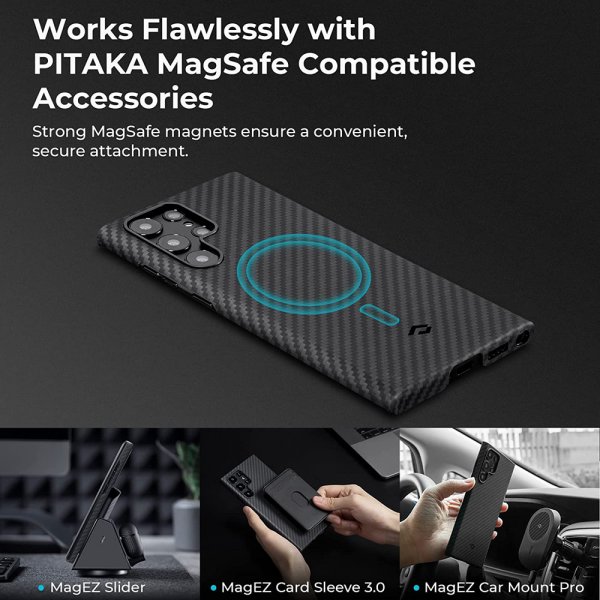 Pitaka Samsung Galaxy S22 Ultra -suojakuori MagEZ Case 2 Black/Grey Twill