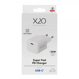 X2O-laturi 20W USB-C GaN Valkoinen