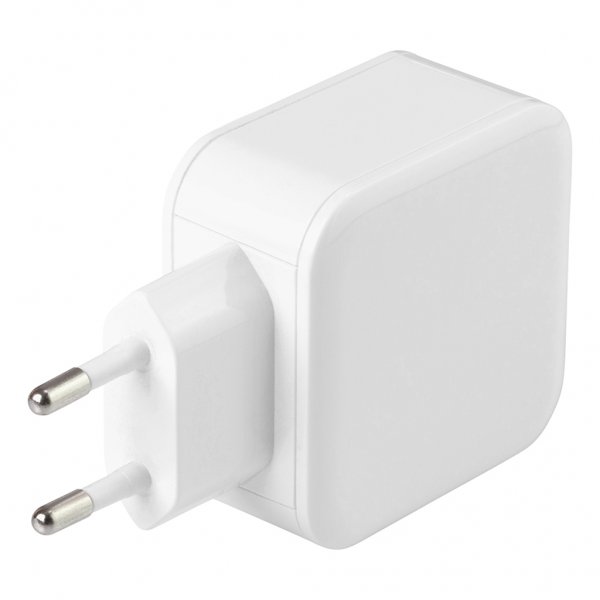 Deltaco Laturi 24W 2xUSB-A Valkoinen