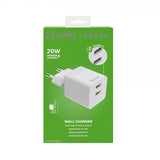 Celly Laturi 2xUSB-C 20W Valkoinen
