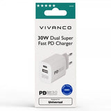Vivanco-laturi 30W Dual Super Fast PD Charger