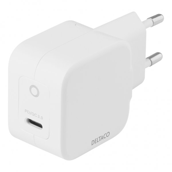 Deltaco Laturi 30W USB-C PD GaN Valkoinen