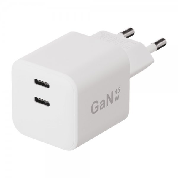 X2O Laturi 45W Kaksois-USB-C/USB-C GaN Valkoinen
