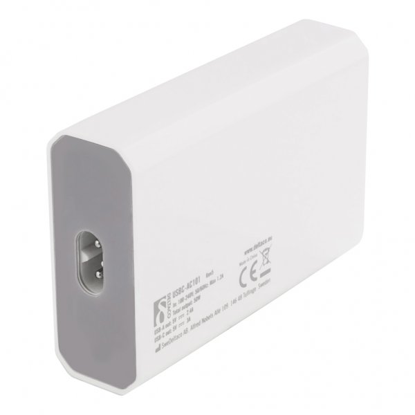 Deltaco Laturi 60W USB-C & 5xUSB-A Valkoinen