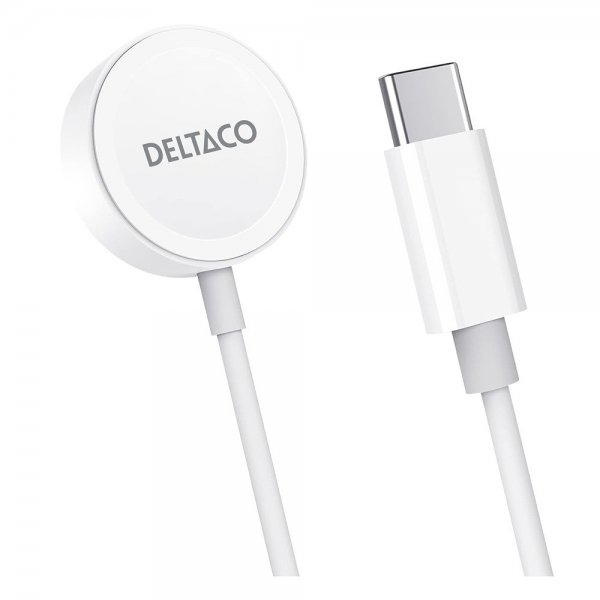 Deltaco-laturi Apple Watchille, USB-C, 1 m, valkoinen