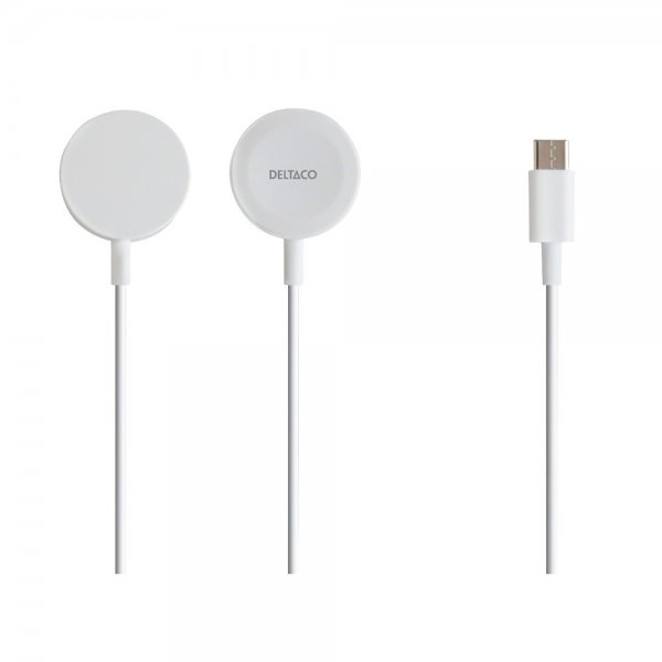 Deltaco-laturi Apple Watchille, USB-C, 1 m, valkoinen