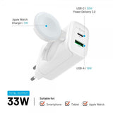 Fixed GaN-laturi 33W Apple Watch/USB-C/USB-A