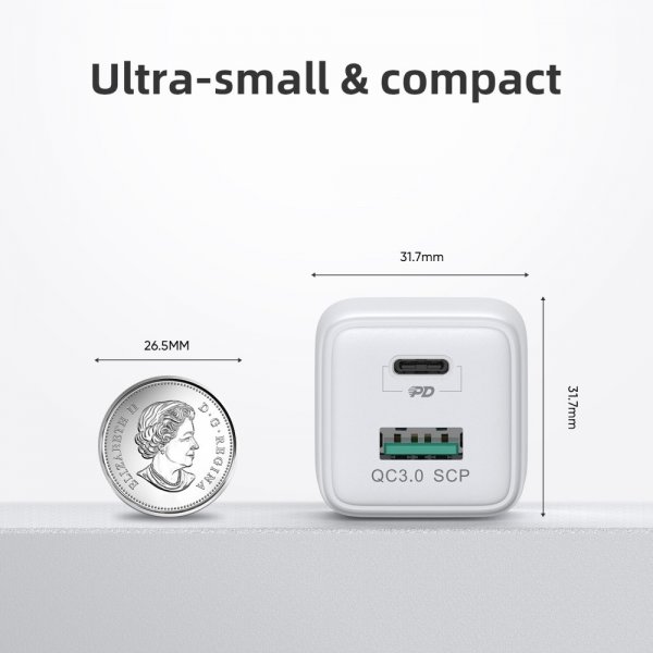 Joyroom Laturi JR-QP303 USB-C+USB-A 30W