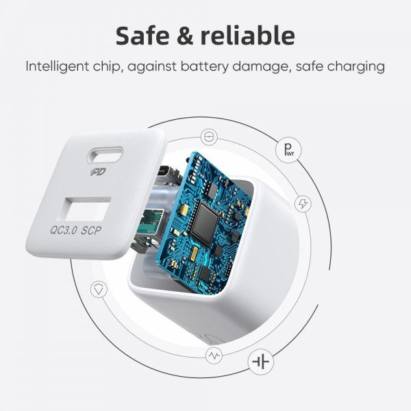 Joyroom Laturi JR-QP303 USB-C+USB-A 30W