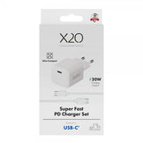 X2O-laturi kaapelilla 1.2m 20W USB-C GaN Valkoinen