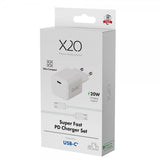 X2O-laturi kaapelilla 1.2m 20W USB-C GaN Valkoinen