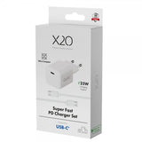 X2O-laturi kaapelilla 1,2 m 25 W USB-C GaN valkoinen