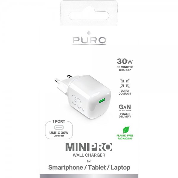 Puro Laddare MiniPro-seinälaturi, USB-C, 30 W