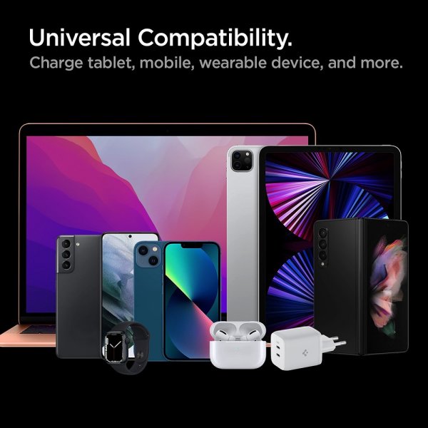 Spigen Laturi PowerArc ArcStation Pro GaN Dual Port 65W Valkoinen