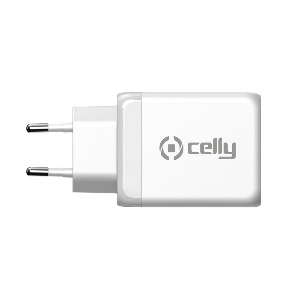 Celly-laturi TC3GAN65W 2xUSB-C/USB-A GaN 65W, valkoinen