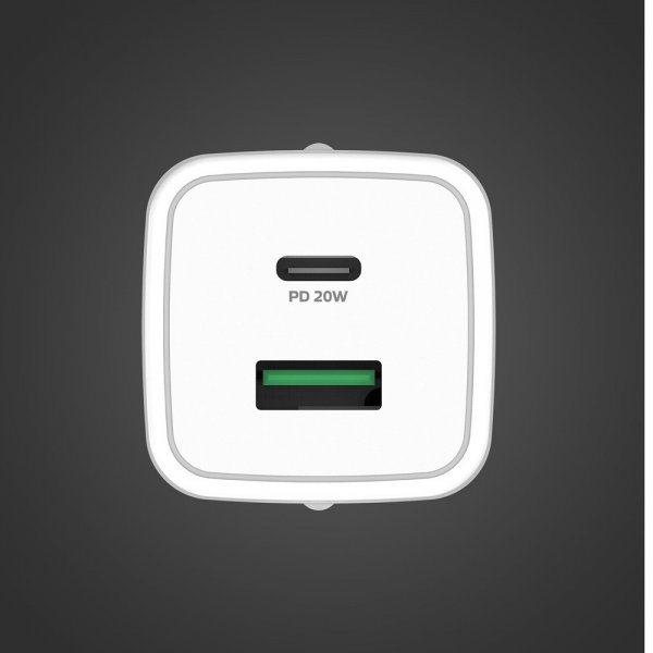Celly Laturi USB-A/USB-C 20W Valkoinen