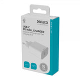 Deltaco laturi USB-C PD -seinälaturi 25W valkoinen