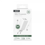 Xqisit-seinälaturi 65W GaN USB-C PD/USB-A