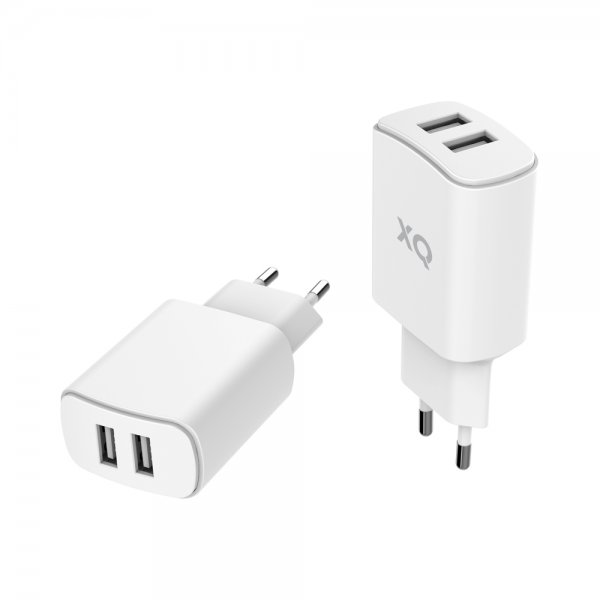 Xqisit-lataussovitin kahdella USB-A-liitännällä 4.8A Valkoinen