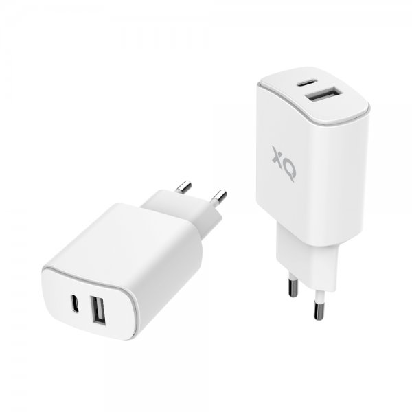 Xqisit USB-A- ja USB-C-lataussovitin, 30 W, valkoinen