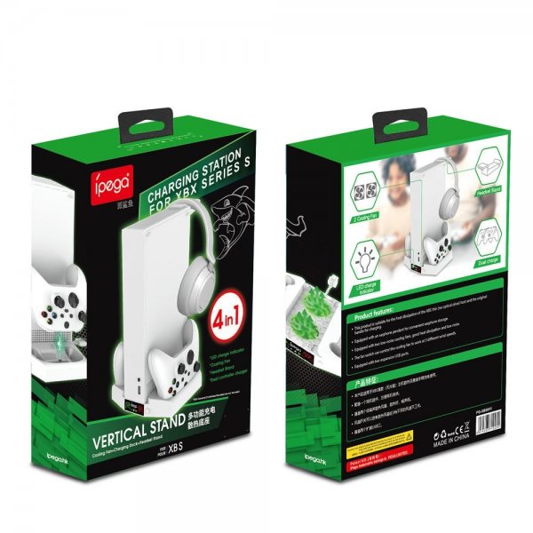 Ipega-lataustelakka tuulettimella Xbox Series S:lle ja 2 ohjaimelle